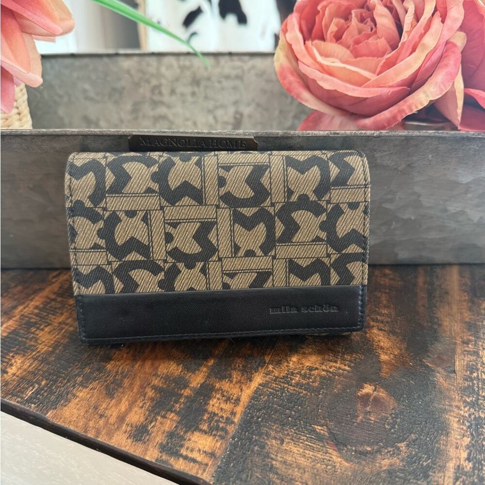 Mila Schön Brown and Black Monogram Wallet